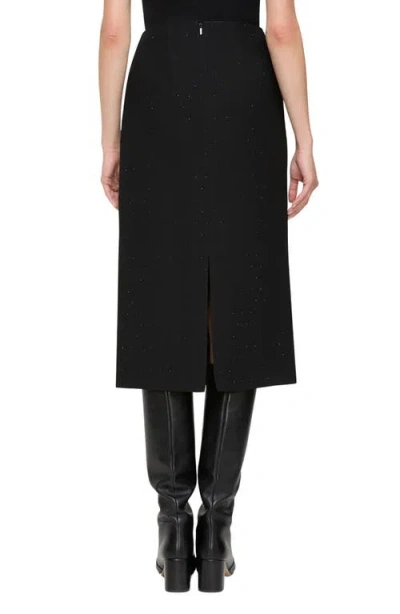 Lafayette 148 New York Crystal Embellished Wool & Silk Pencil Skirt In Black