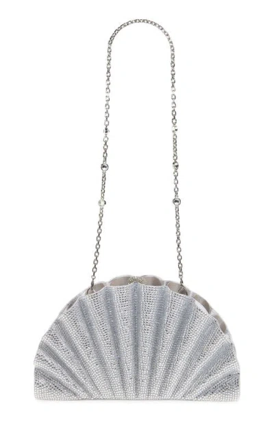 Judith Leiber Couture Origami Fan Crystal Embellished Satin Clutch In Metallic