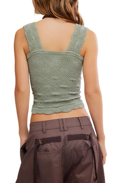 Free People Love Letter Floral Knit Camisole In Green