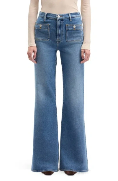 Seven Modern Dojo Tailorless High Waist Flare Jeans In Blue
