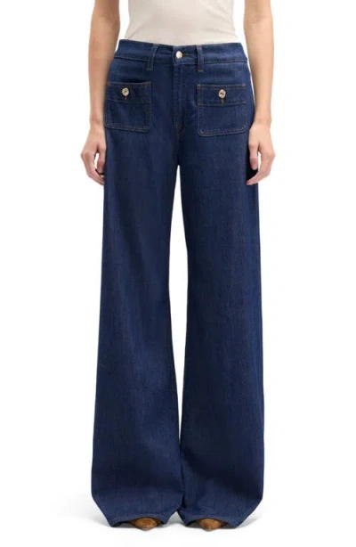 Seven Lotta Tailorless High Waist Wide Leg Jeans In Blue