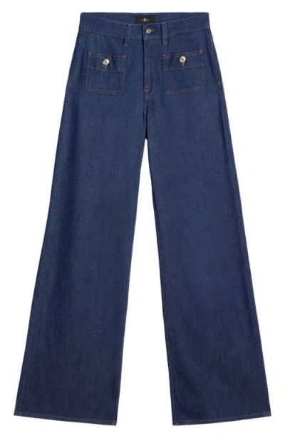 Seven Lotta Tailorless High Waist Wide Leg Jeans In Blue