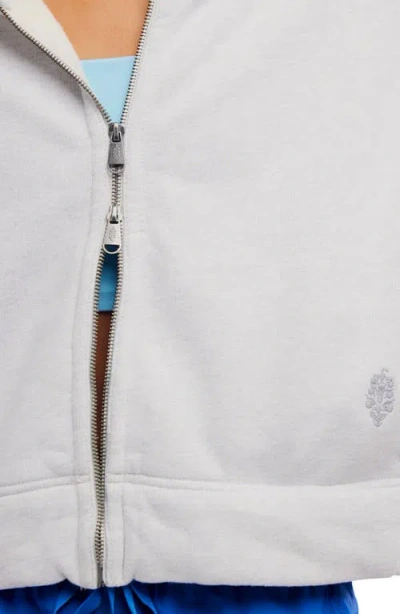 Free People A Cut Above Cotton Zip Hoodie In White
