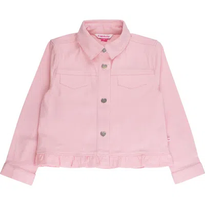 Rufflebutts Ruffle Hem Denim Jacket In Pink