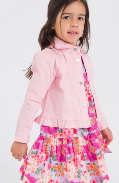 Rufflebutts Ruffle Hem Denim Jacket In Pink