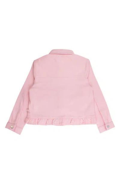 Rufflebutts Ruffle Hem Denim Jacket In Pink