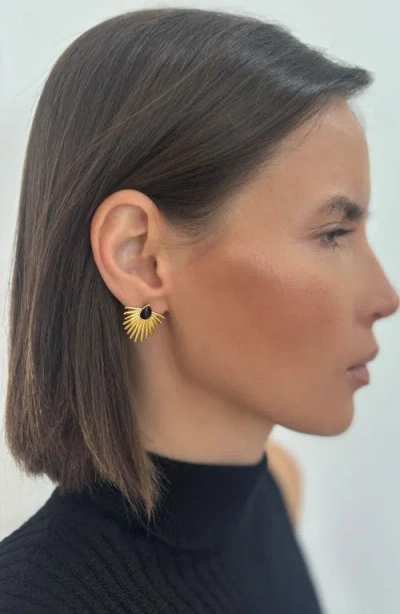 St. Moran Onyx Deco Drop Earrings In Gold
