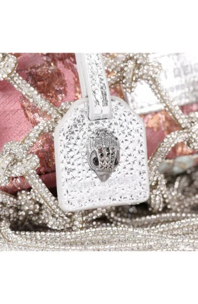 Kurt Geiger London Mini Macramé Crystal Drawstring Bag In Gray
