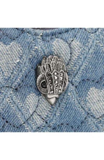 Kurt Geiger London Micro Heart Quilted Denim Crossbody Bag In Blue