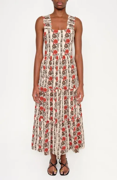 The Lulo Project New Sunset Floral Tiered Stretch Cotton Maxi Sundress In Multi