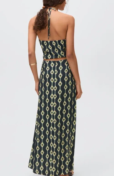Mango Teen Diamond Print Maxi Skirt In Blue