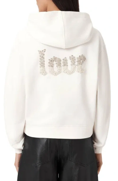 Allsaints Cotton Peace Pippa Embellished Hoodie In White