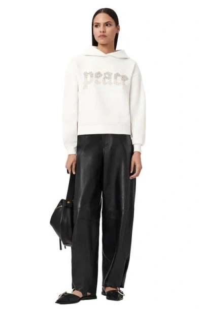 Allsaints Cotton Peace Pippa Embellished Hoodie In White