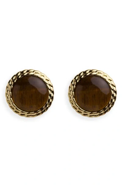 Argento Vivo Bezel Stud Earrings In Brown