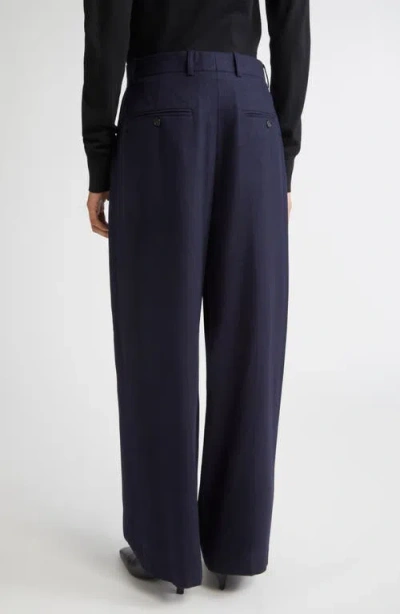 Totême Toteme Pleated Straight Leg Trousers In Blue