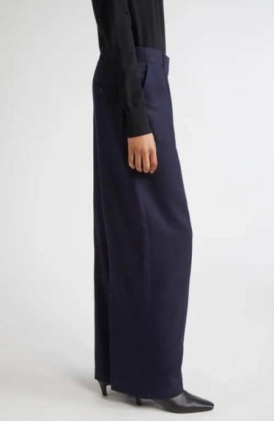 Totême Toteme Pleated Straight Leg Trousers In Blue