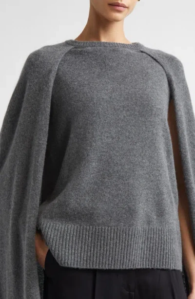 Totême Toteme Cashmere Crewneck Cape Sweater In Gray