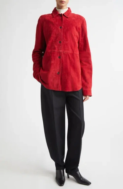 Totême Soft Suede Overshirt Poppy In Red