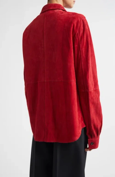 Totême Soft Suede Overshirt Poppy In Red