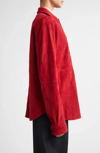 Totême Soft Suede Overshirt Poppy In Red