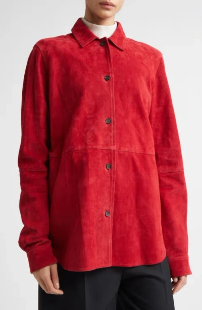 Totême Soft Suede Overshirt Poppy In Red