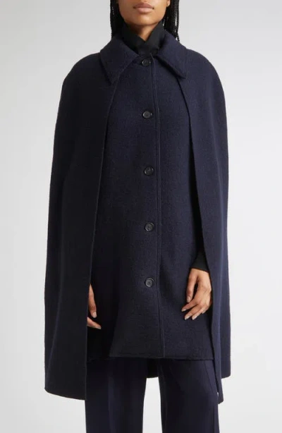 Totême Toteme Wool Bouclé Cape Coat In Blue