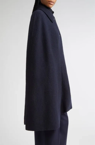Totême Toteme Wool Bouclé Cape Coat In Blue