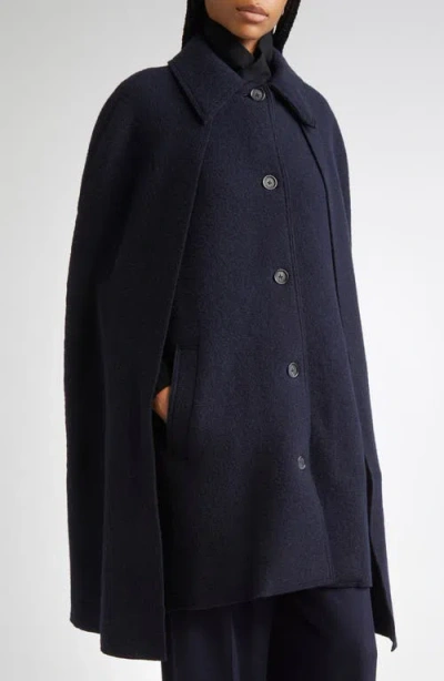 Totême Toteme Wool Bouclé Cape Coat In Blue