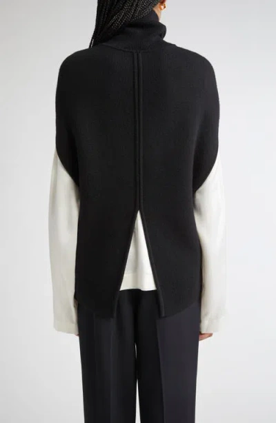 Totême Wool Turtleneck Vest Layered Design In Black