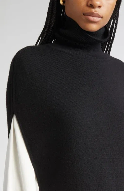 Totême Wool Turtleneck Vest Layered Design In Black
