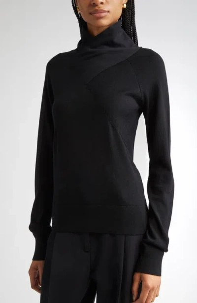 Totême Toteme Merino Wool Crossover Sweater In Black