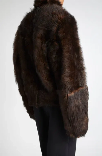 Totême Toteme Genuine Shearling Jacket In Brown