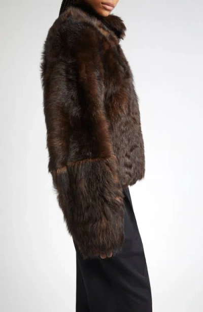 Totême Toteme Genuine Shearling Jacket In Brown