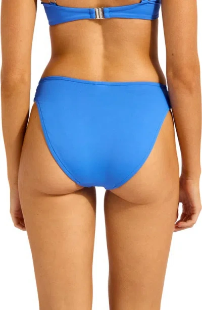 Seafolly Ruched High Cut Bikini Bottoms In Blue
