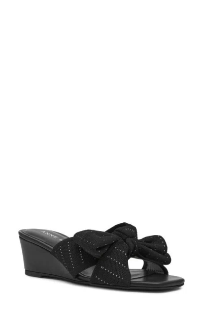 Anne Klein Dara Bow Wedge Slide Sandal In Black