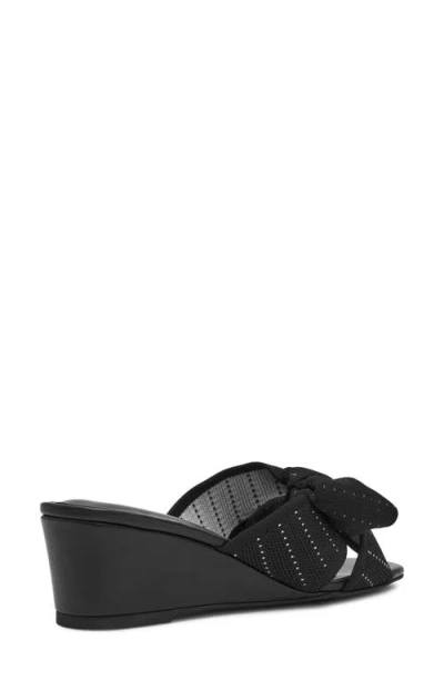 Anne Klein Dara Bow Wedge Slide Sandal In Black