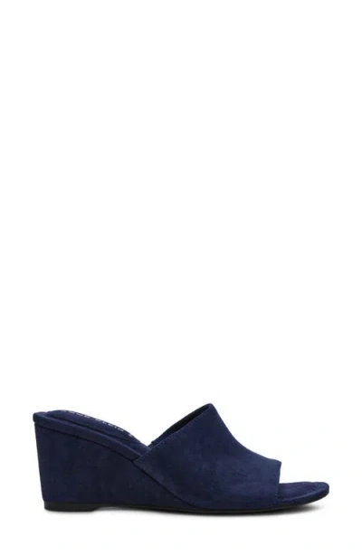 Anne Klein Charisma Wedge Slide Sandal In Blue