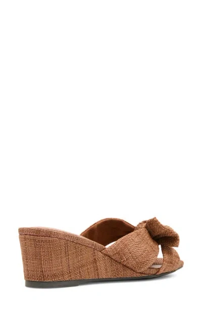 Anne Klein Dara Bow Wedge Slide Sandal In Brown