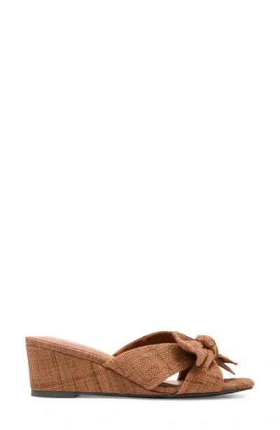 Anne Klein Dara Bow Wedge Slide Sandal In Brown