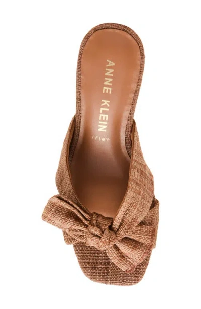 Anne Klein Dara Bow Wedge Slide Sandal In Brown