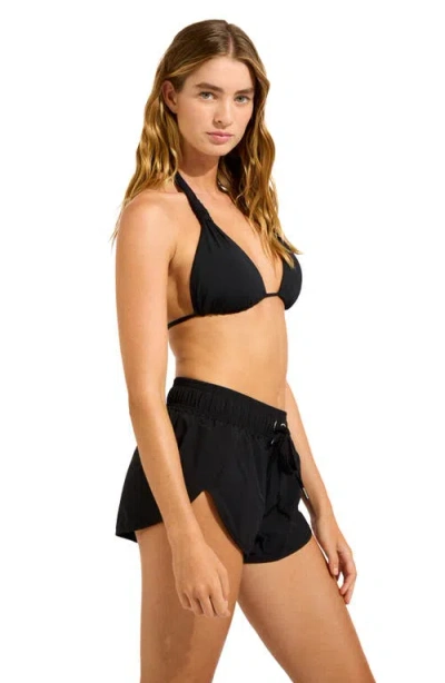 Seafolly Drawstring Board Shorts In Black