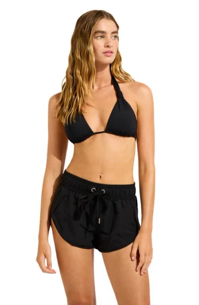 Seafolly Drawstring Board Shorts In Black
