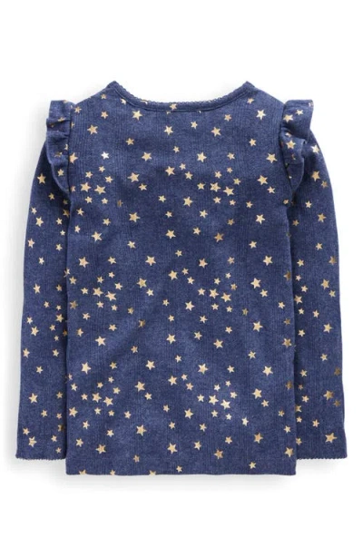 Mini Boden Kids' Frill Sleeve Pointelle Top In Blue