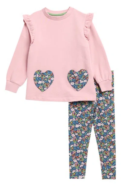 Mini Boden Kids' Heart Pocket Tunic & Leggings Set In Pink