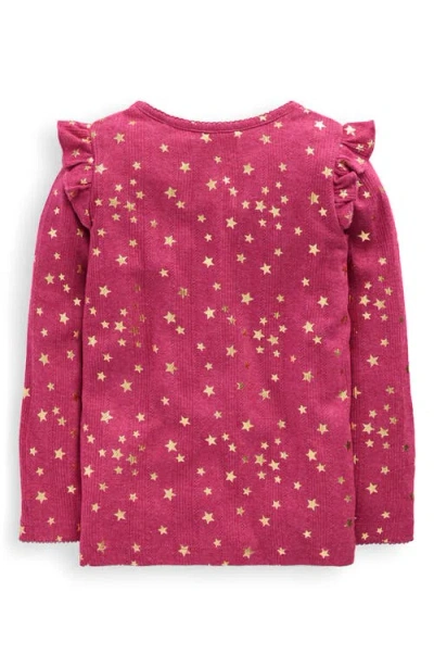 Mini Boden Kids' Frill Sleeve Pointelle Top In Red