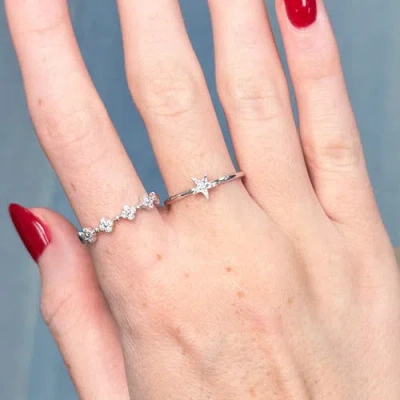The Lovery Fine Jewelry Diamond Star Ring In Silver