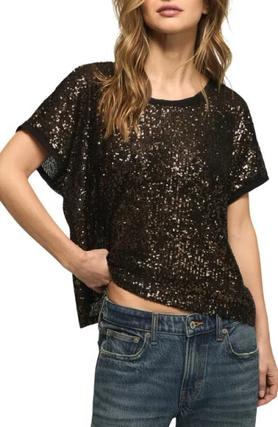 Lucky Brand Sequin T-shirt In Black