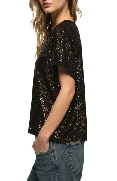 Lucky Brand Sequin T-shirt In Black