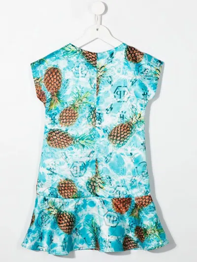 Philipp Plein Junior ショートスリーブ ワンピース In Blue