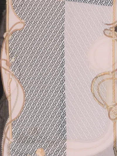 Liu •jo Pattern Fringed Scarf In Black